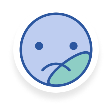 An illustration of a sad face with a mark of discoloration on it.