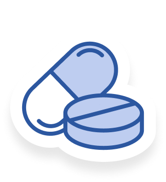 An illustration of 2 different pills.